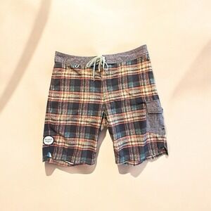 Men's‎ Roark Revival Plaid Board Shorts Size 31 Swim Trunks Surf Cargo Style
